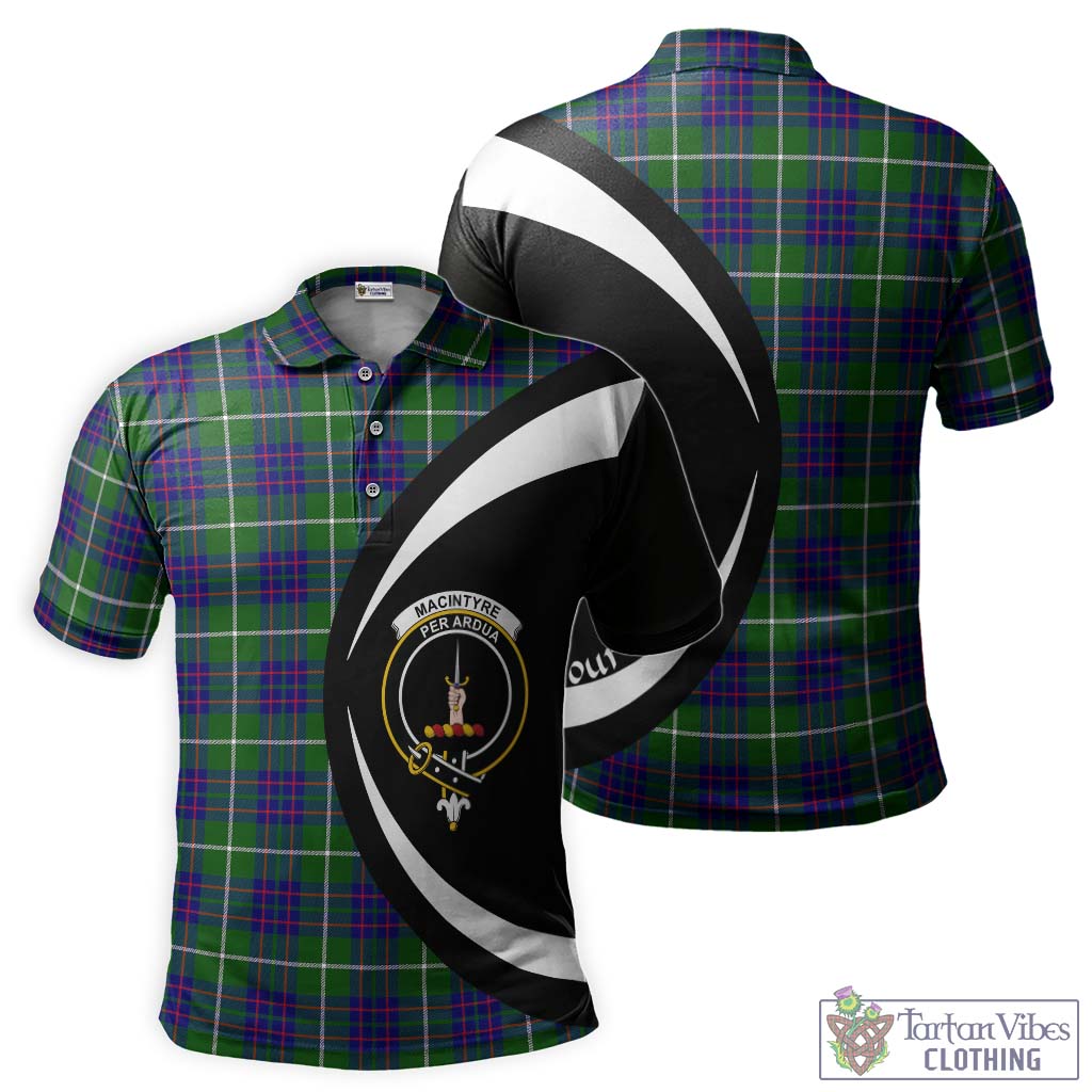 Tartan Vibes Clothing MacIntyre Hunting Modern Tartan Men's Polo Shirt with Family Crest Circle Style