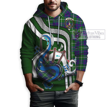 MacIntyre Hunting Modern Tartan Hoodie with Epic Bagpipe Style