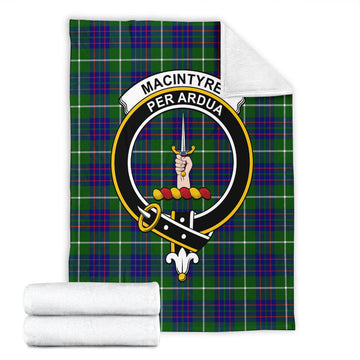 MacIntyre Hunting Modern Tartan Blanket with Family Crest