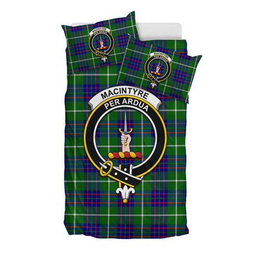 MacIntyre Hunting Modern Tartan Bedding Set with Family Crest