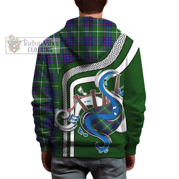 MacIntyre Hunting Modern Tartan Hoodie with Epic Bagpipe Style