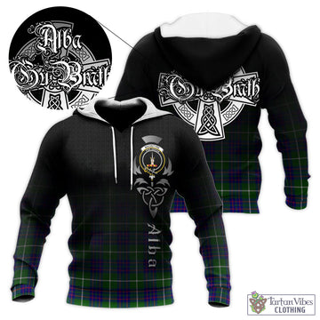 MacIntyre Hunting Modern Tartan Knitted Hoodie Featuring Alba Gu Brath Family Crest Celtic Inspired