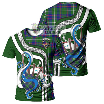 MacIntyre Hunting Modern Tartan T-Shirt with Epic Bagpipe Style