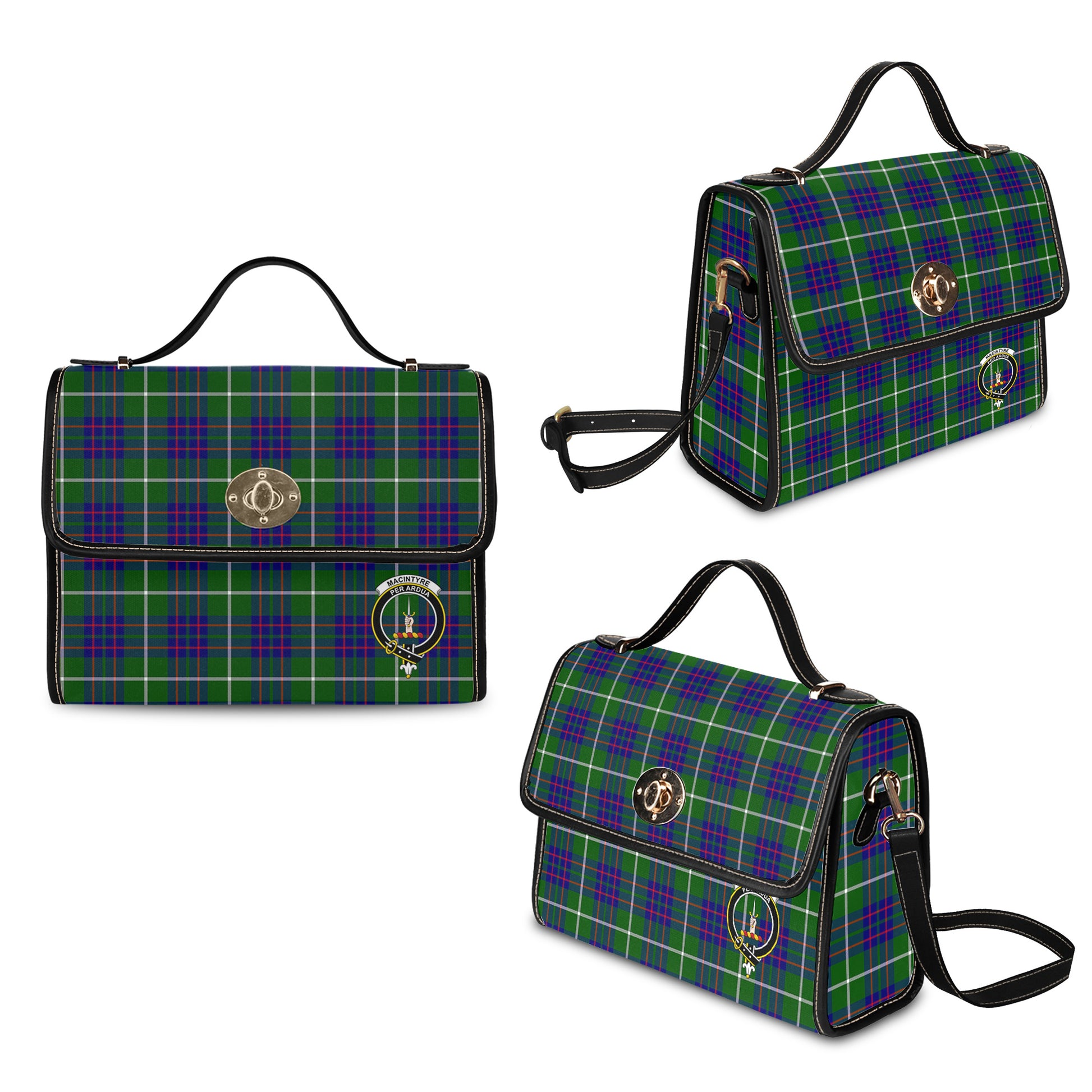 macintyre-hunting-modern-tartan-leather-strap-waterproof-canvas-bag-with-family-crest