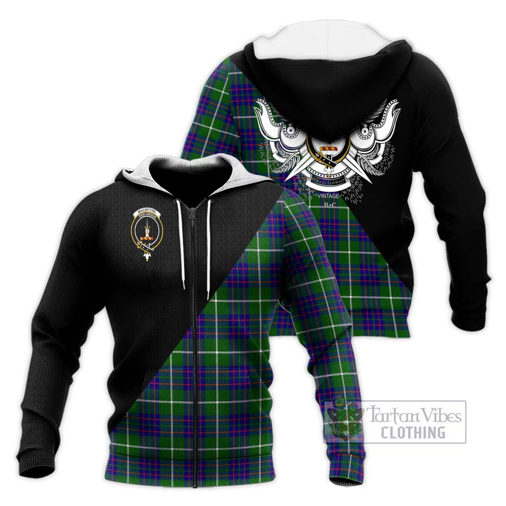 MacIntyre Hunting Modern Tartan Knitted Hoodie with Family Crest and Military Logo Style Unisex Knitted Zip Hoodie - Tartanvibesclothing Shop