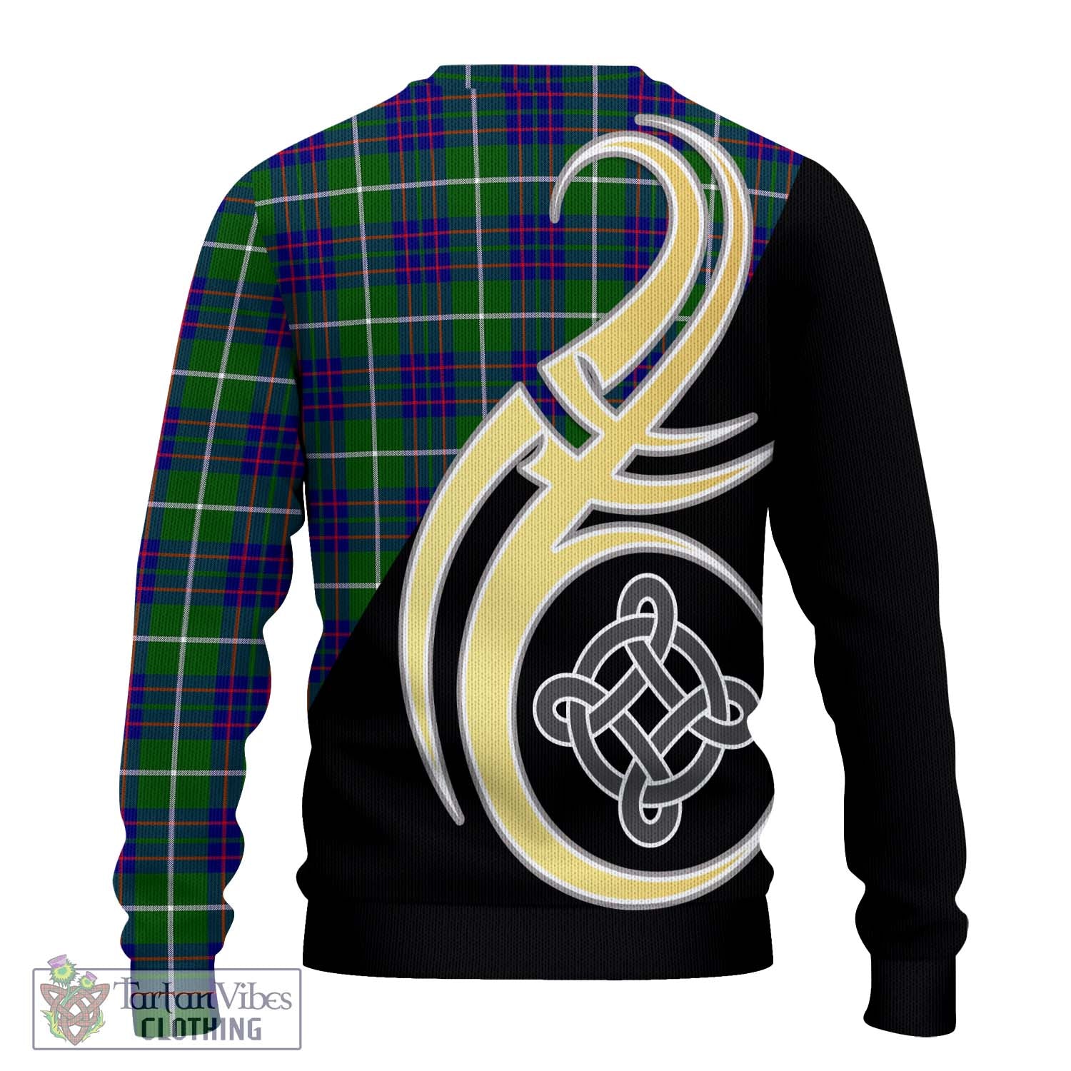 MacIntyre Hunting Modern Tartan Knitted Sweater with Family Crest and Celtic Symbol Style - Tartan Vibes Clothing