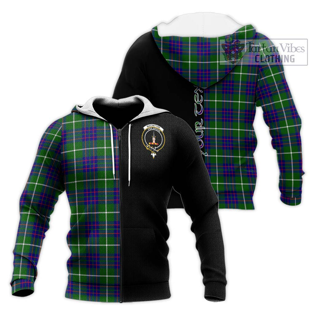 MacIntyre Hunting Modern Tartan Knitted Hoodie with Family Crest and Half Of Me Style Unisex Knitted Zip Hoodie - Tartanvibesclothing Shop