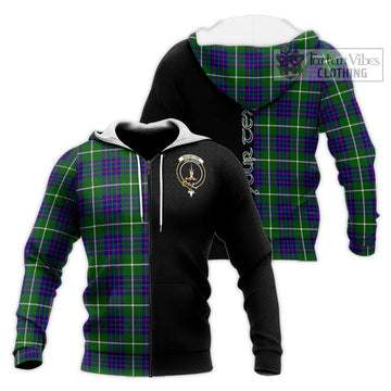 MacIntyre Hunting Modern Tartan Knitted Hoodie with Family Crest and Half Of Me Style