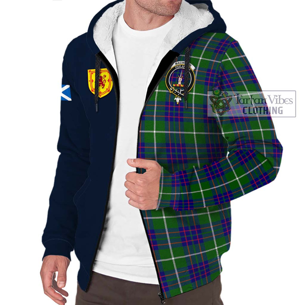 Tartan Vibes Clothing MacIntyre Hunting Modern Tartan Sherpa Hoodie with Scottish Lion Royal Arm Half Style