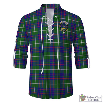 MacIntyre Hunting Modern Tartan Men's Scottish Traditional Jacobite Ghillie Kilt Shirt with Family Crest