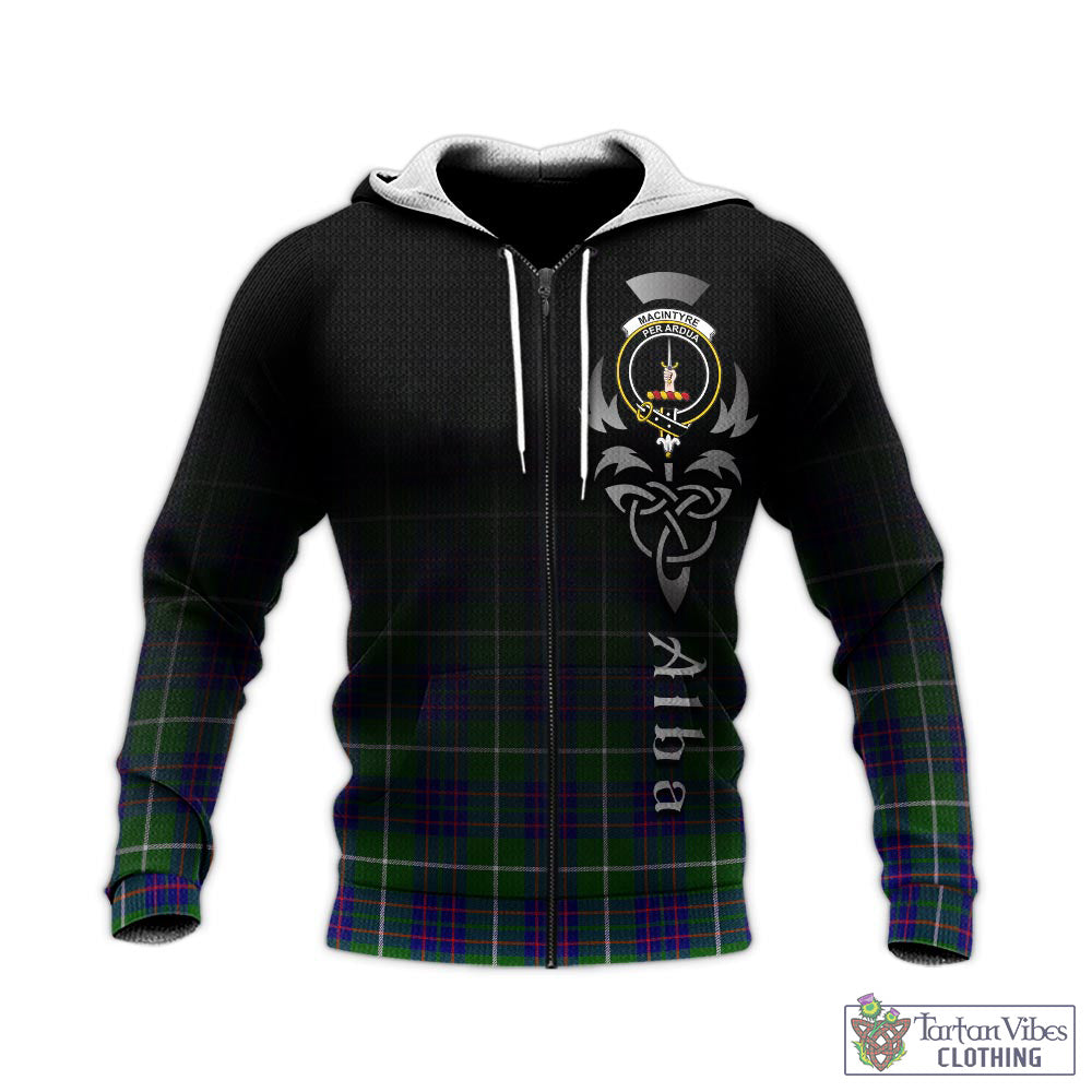 Tartan Vibes Clothing MacIntyre Hunting Modern Tartan Knitted Hoodie Featuring Alba Gu Brath Family Crest Celtic Inspired