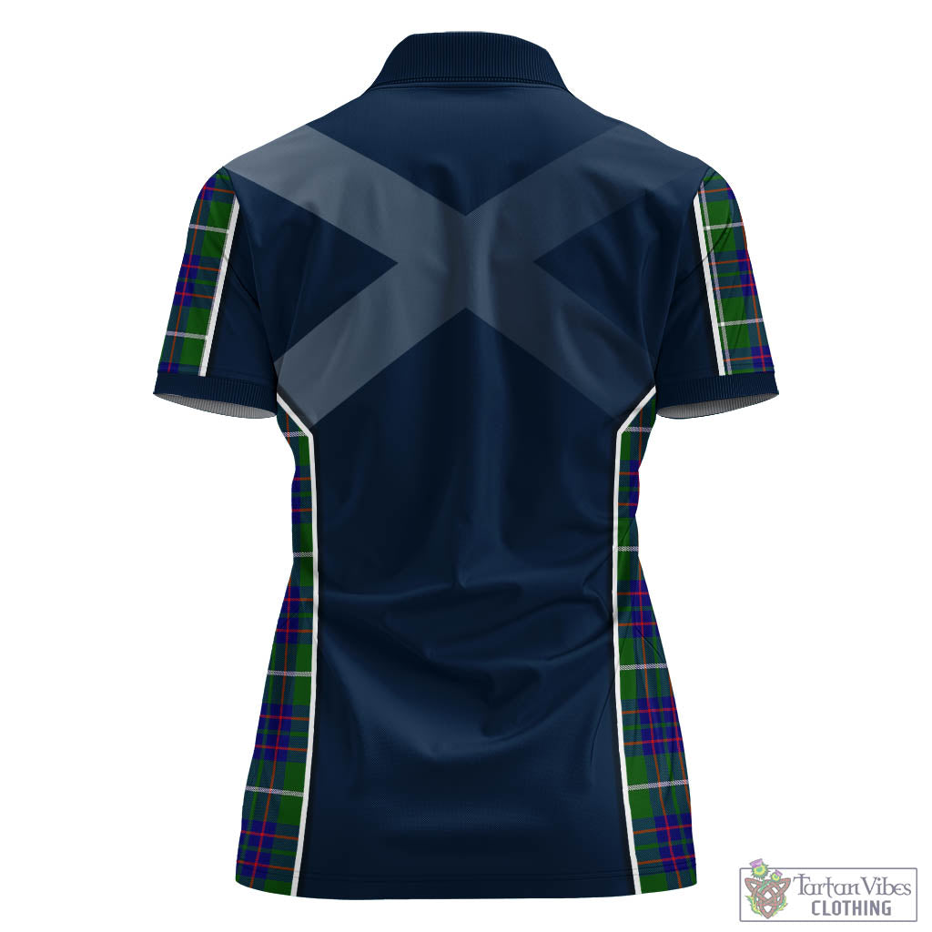 Tartan Vibes Clothing MacIntyre Hunting Modern Tartan Women's Polo Shirt with Family Crest and Scottish Thistle Vibes Sport Style