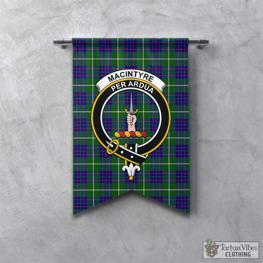 Tartan Vibes Clothing MacIntyre Hunting Modern Tartan Gonfalon, Tartan Banner with Family Crest