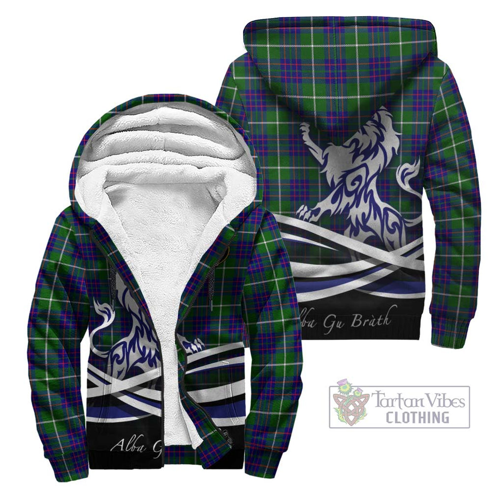 MacIntyre Hunting Modern Tartan Sherpa Hoodie with Alba Gu Brath Regal Lion Emblem Unisex - Tartanvibesclothing Shop