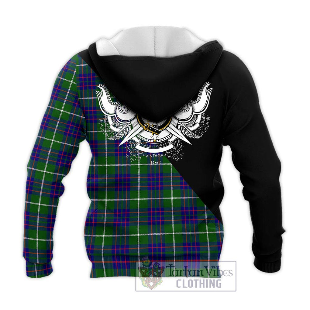 MacIntyre Hunting Modern Tartan Knitted Hoodie with Family Crest and Military Logo Style - Tartanvibesclothing Shop