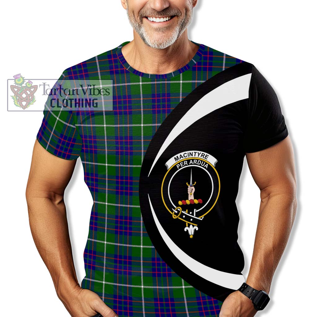 Tartan Vibes Clothing MacIntyre Hunting Modern Tartan T-Shirt with Family Crest Circle Style