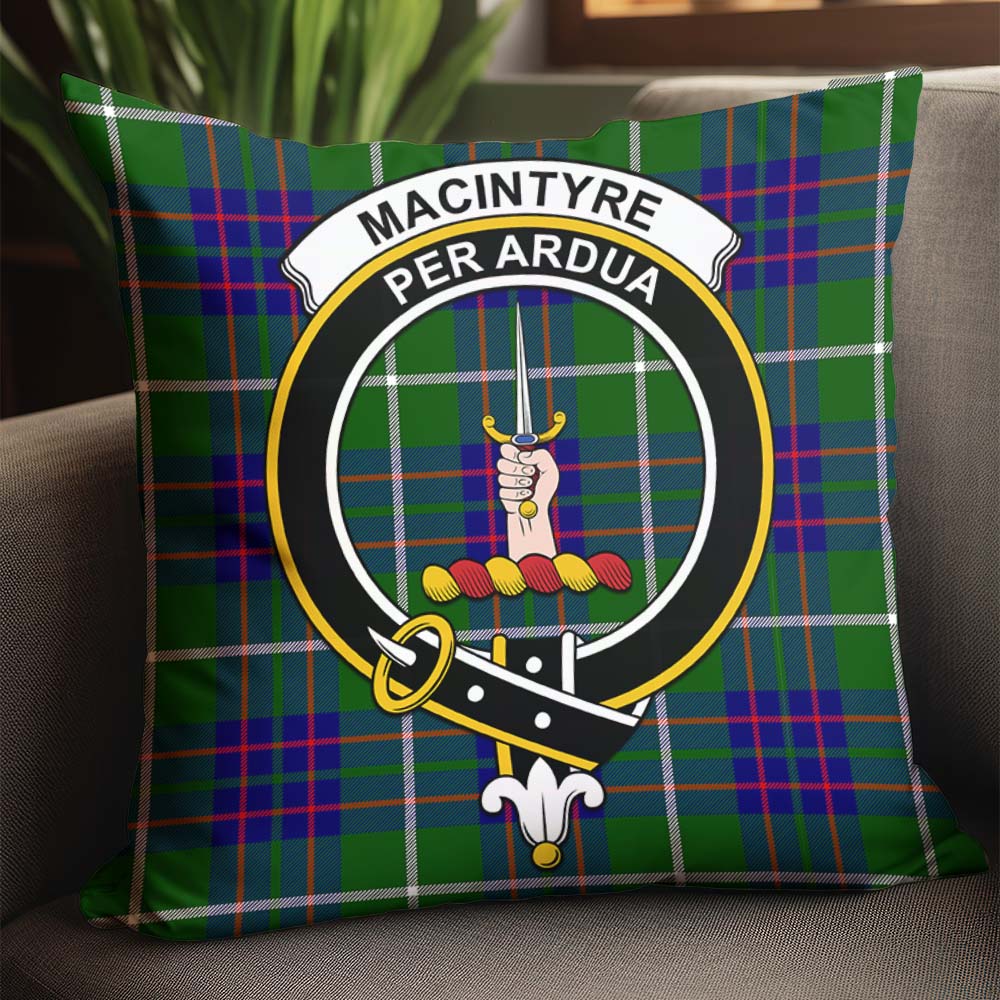 MacIntyre Hunting Modern Tartan Pillow Cover with Family Crest - Tartanvibesclothing