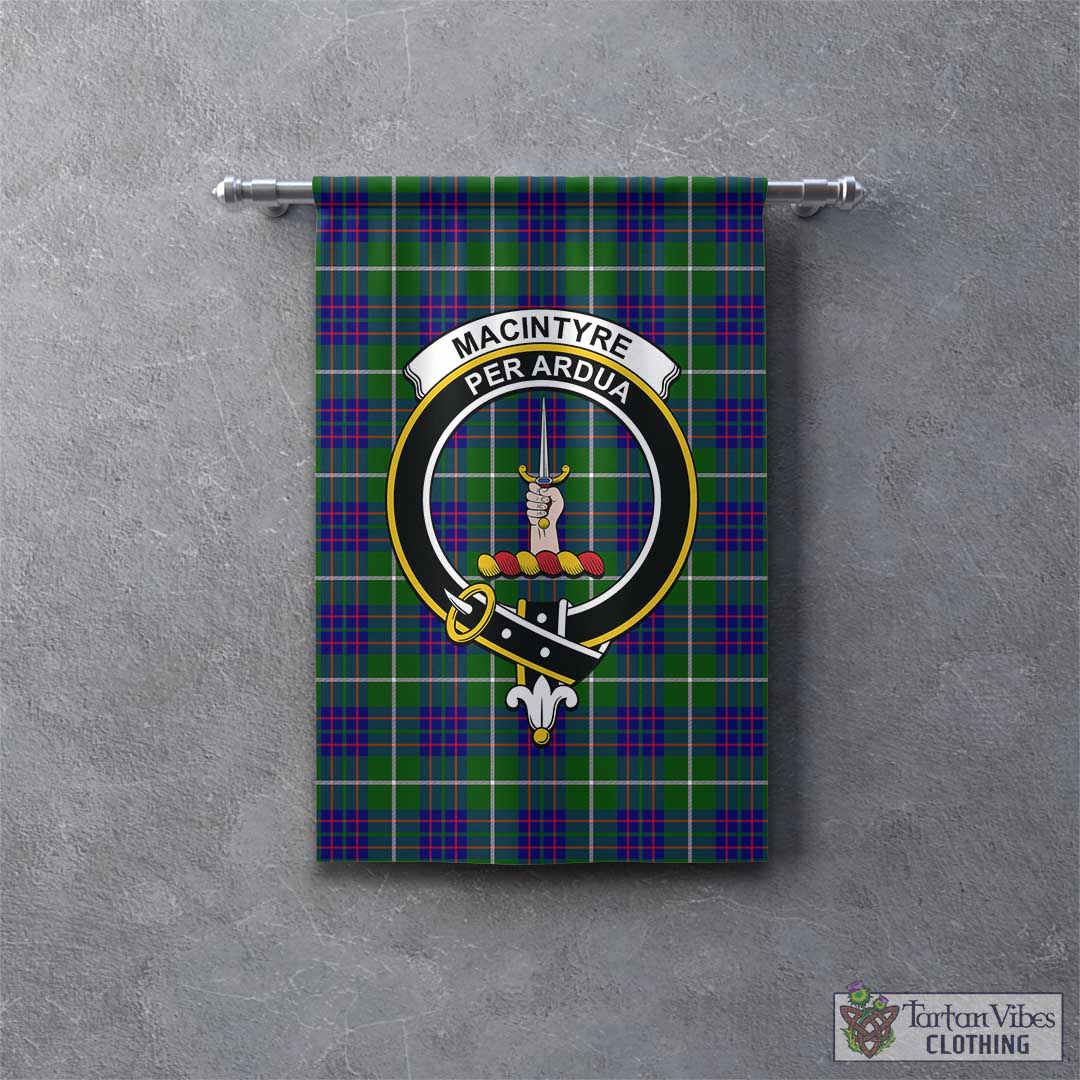 Tartan Vibes Clothing MacIntyre Hunting Modern Tartan Gonfalon, Tartan Banner with Family Crest