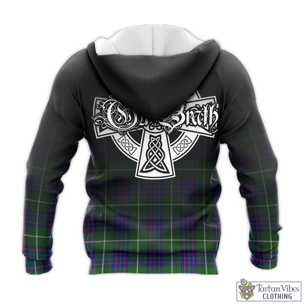 Tartan Vibes Clothing MacIntyre Hunting Modern Tartan Knitted Hoodie Featuring Alba Gu Brath Family Crest Celtic Inspired