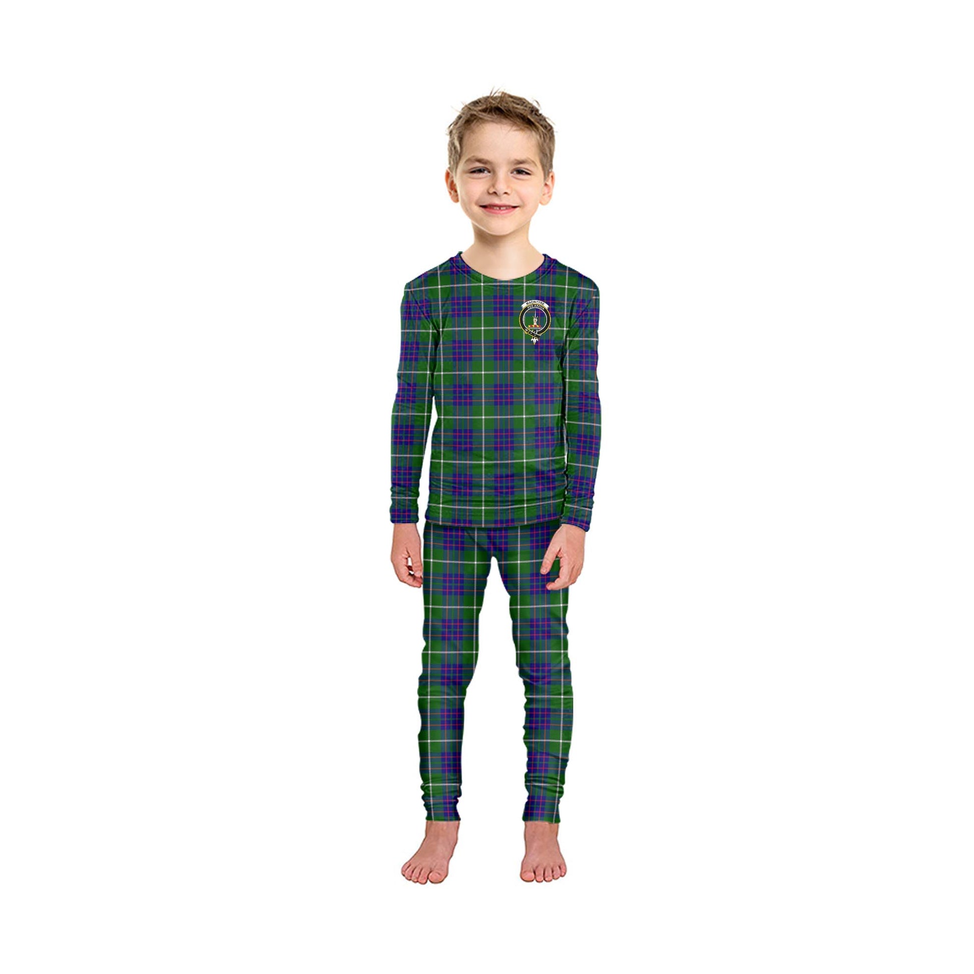 MacIntyre Hunting Modern Tartan Pajamas Family Set with Family Crest - Tartanvibesclothing