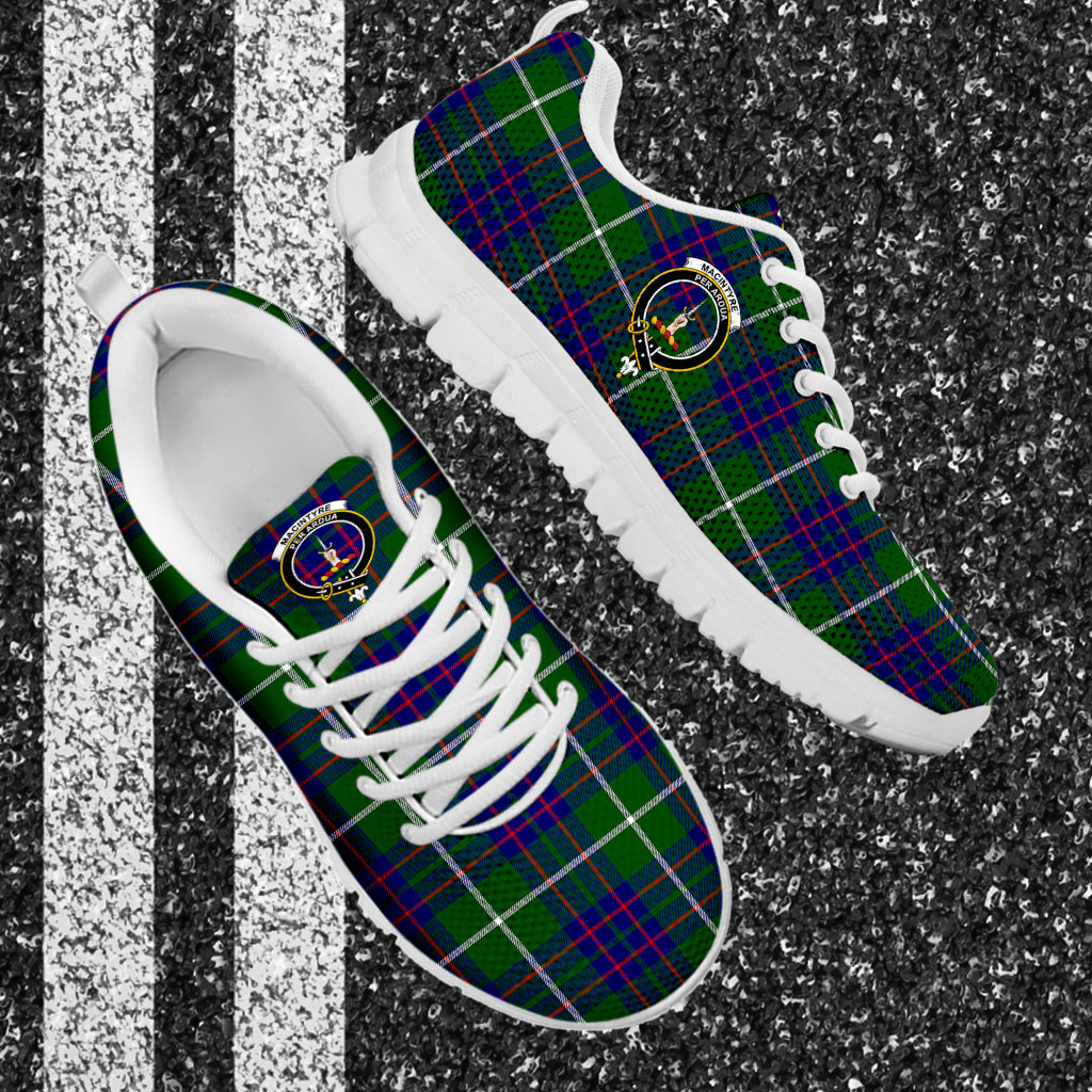 MacIntyre Hunting Modern Tartan Sneakers with Family Crest - Tartan Vibes Clothing