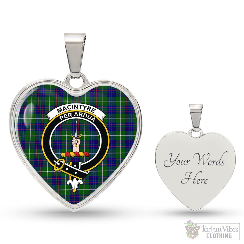 Tartan Vibes Clothing MacIntyre Hunting Modern Tartan Heart Necklace with Family Crest