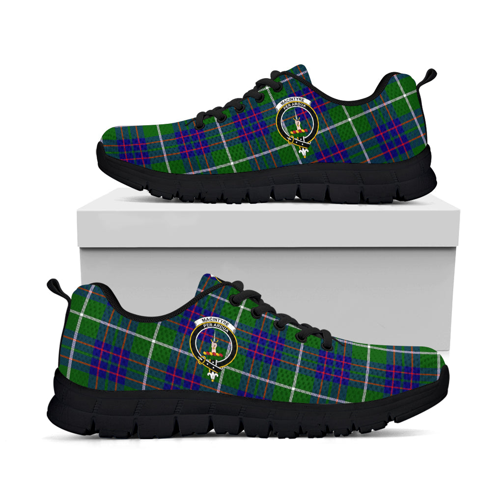 MacIntyre Hunting Modern Tartan Sneakers with Family Crest - Tartan Vibes Clothing