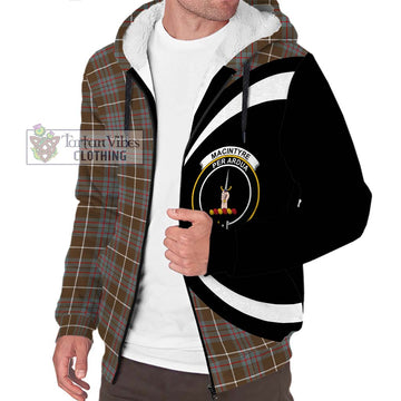 MacIntyre Hunting Weathered Tartan Sherpa Hoodie with Family Crest Circle Style