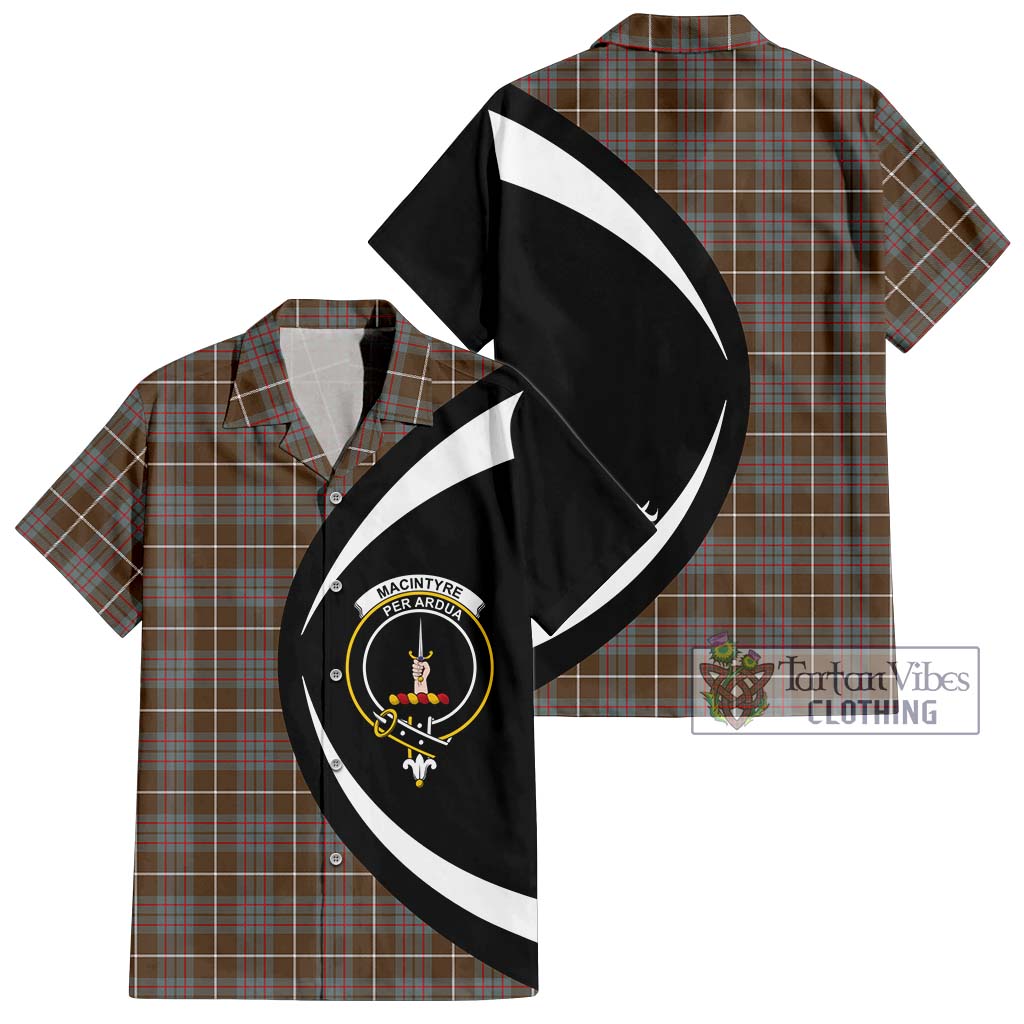 MacIntyre Hunting Weathered Tartan Short Sleeve Button Up with Family Crest Circle Style Kid - Tartan Vibes Clothing