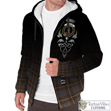 MacIntyre Hunting Weathered Tartan Sherpa Hoodie Featuring Alba Gu Brath Family Crest Celtic Inspired