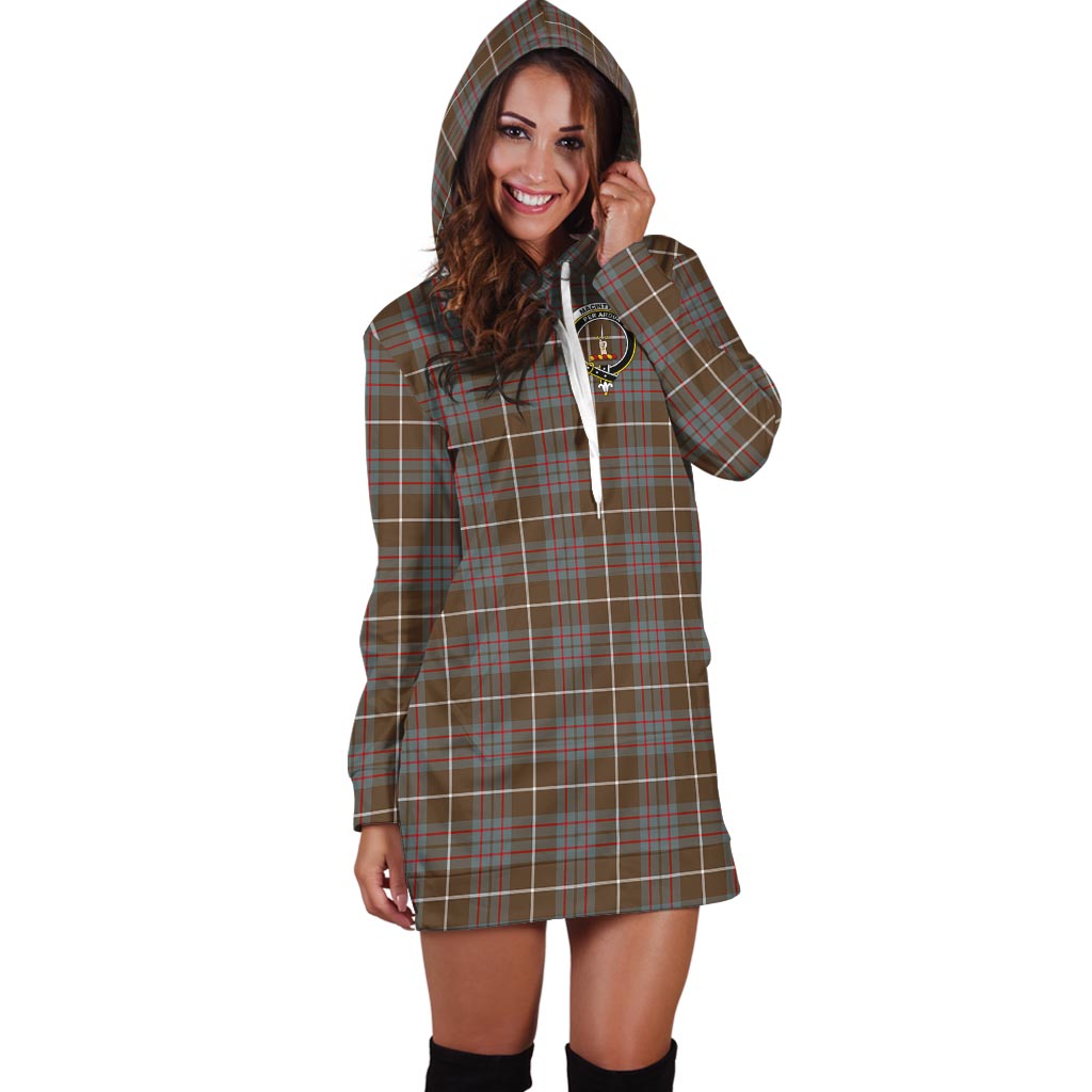 MacIntyre Hunting Weathered Tartan Hoodie Dress with Family Crest - Tartan Vibes Clothing