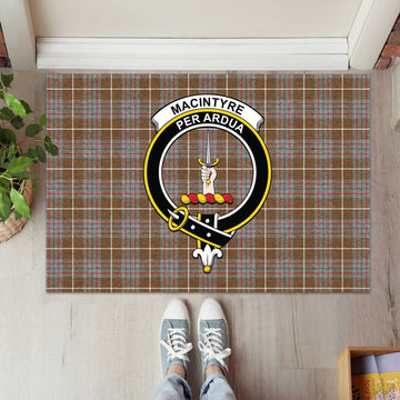 MacIntyre Hunting Weathered Tartan Door Mat with Family Crest