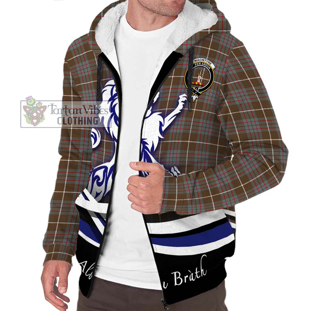 MacIntyre Hunting Weathered Tartan Sherpa Hoodie with Alba Gu Brath Regal Lion Emblem Unisex S - Tartanvibesclothing Shop