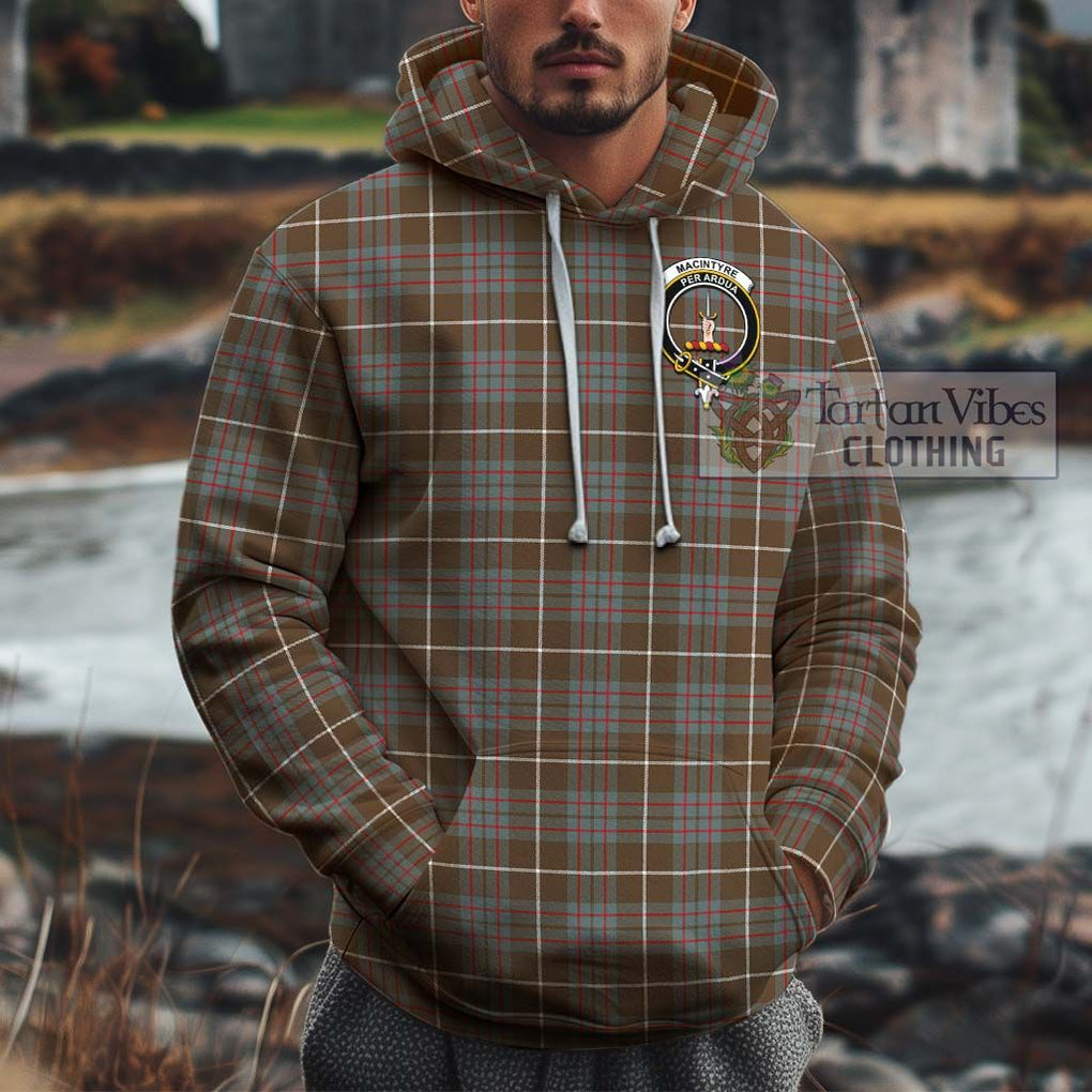 MacIntyre Hunting Weathered Tartan Cotton Hoodie with Family Crest Pullover Hoodie XS - Tartan Vibes Clothing