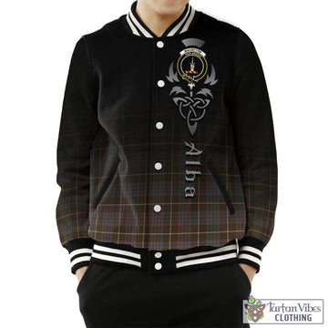 MacIntyre Hunting Weathered Tartan Baseball Jacket Featuring Alba Gu Brath Family Crest Celtic Inspired