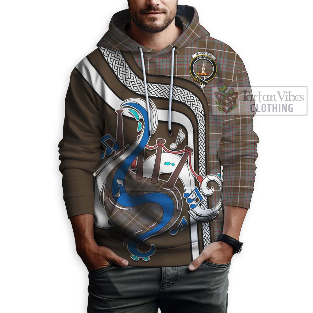 MacIntyre Hunting Weathered Tartan Hoodie with Epic Bagpipe Style Zip Hoodie - Tartanvibesclothing Shop