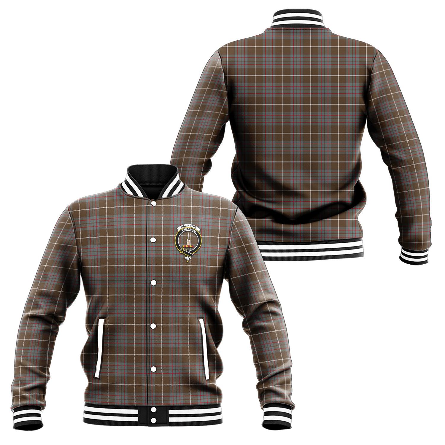 MacIntyre Hunting Weathered Tartan Baseball Jacket with Family Crest Unisex - Tartan Vibes Clothing