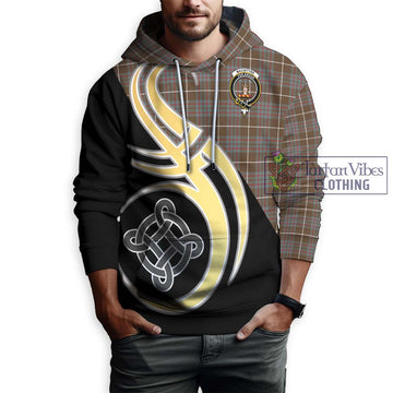 MacIntyre Hunting Weathered Tartan Hoodie with Family Crest and Celtic Symbol Style