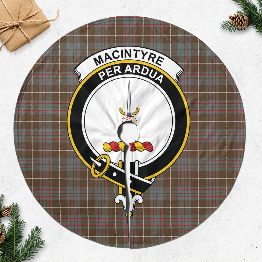 MacIntyre Hunting Weathered Tartan Christmas Tree Skirt with Family Crest - Tartanvibesclothing