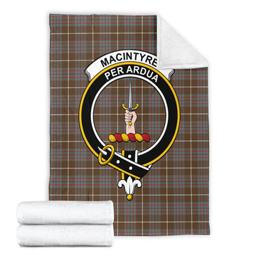 MacIntyre Hunting Weathered Tartan Blanket with Family Crest