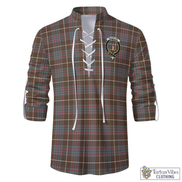 MacIntyre Hunting Weathered Tartan Men's Scottish Traditional Jacobite Ghillie Kilt Shirt with Family Crest