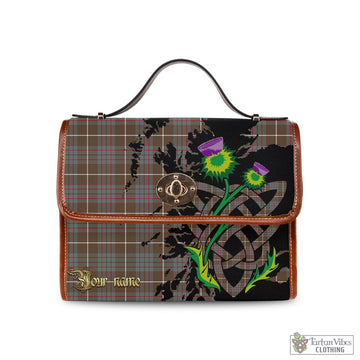 MacIntyre Hunting Weathered Tartan Waterproof Canvas Bag with Scotland Map and Thistle Celtic Accents