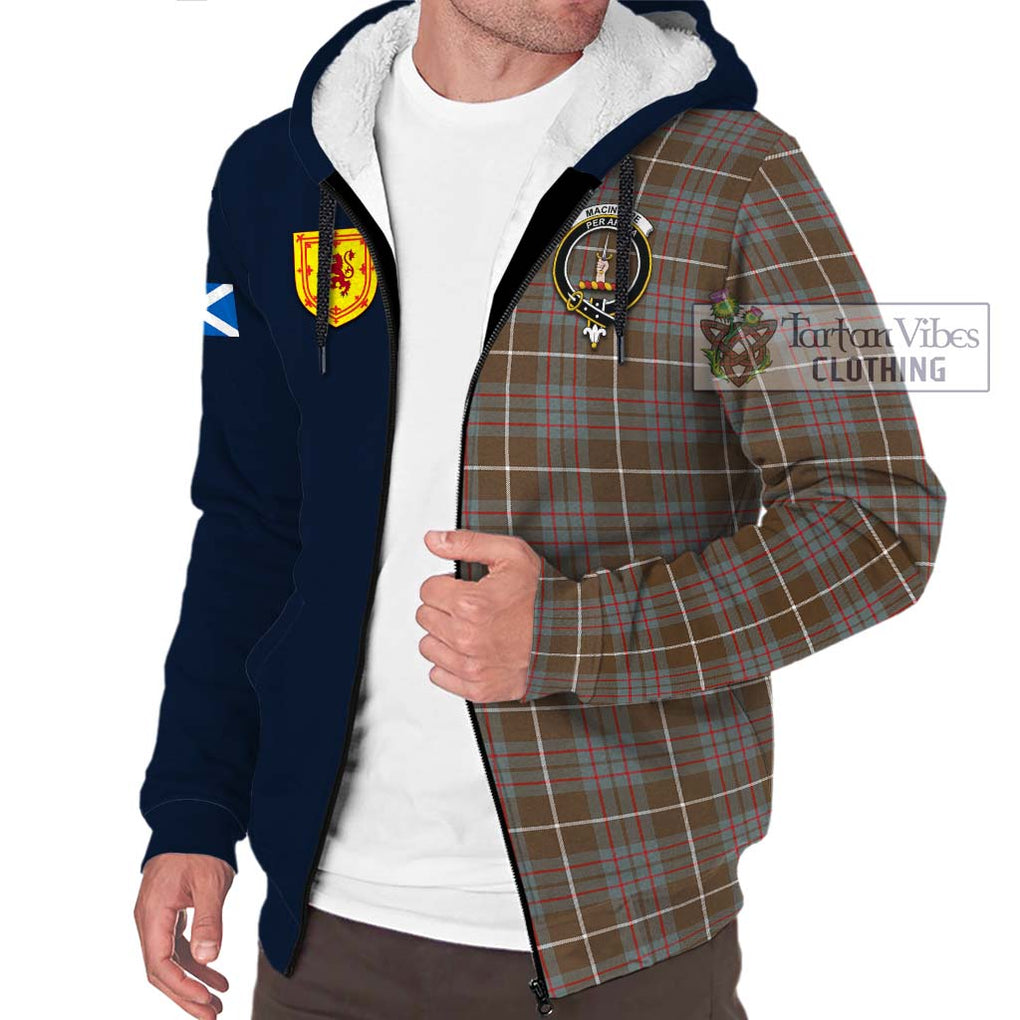 Tartan Vibes Clothing MacIntyre Hunting Weathered Tartan Sherpa Hoodie with Scottish Lion Royal Arm Half Style