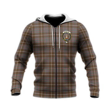 MacIntyre Hunting Weathered Tartan Knitted Hoodie with Family Crest