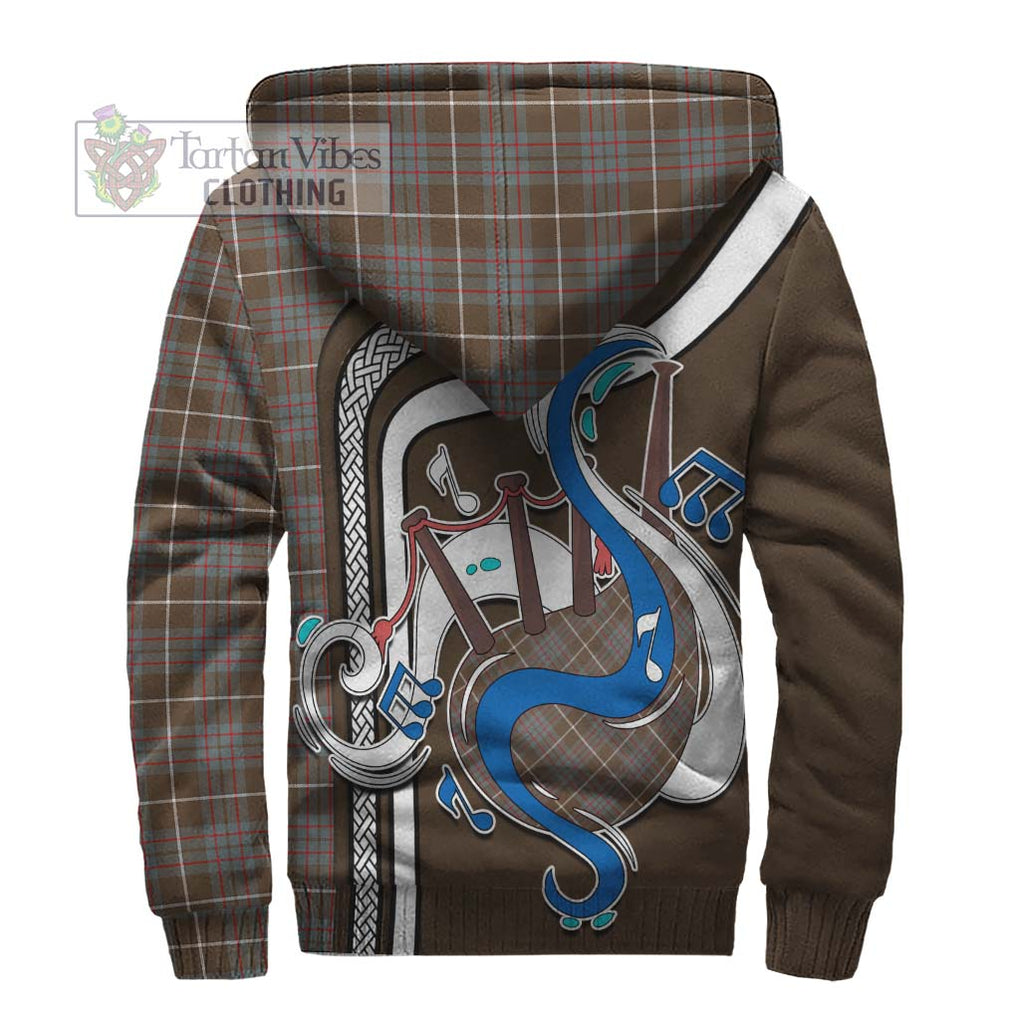 MacIntyre Hunting Weathered Tartan Sherpa Hoodie with Epic Bagpipe Style - Tartanvibesclothing Shop