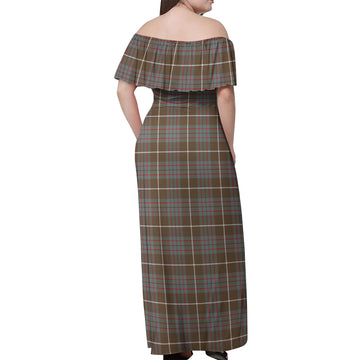 MacIntyre Hunting Weathered Tartan Off Shoulder Long Dress