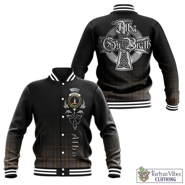 MacIntyre Hunting Weathered Tartan Baseball Jacket Featuring Alba Gu Brath Family Crest Celtic Inspired