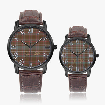 MacIntyre Hunting Weathered Tartan Personalized Your Text Leather Trap Quartz Watch