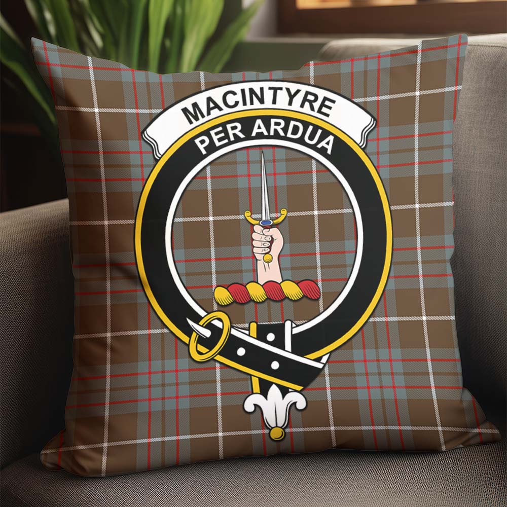 MacIntyre Hunting Weathered Tartan Pillow Cover with Family Crest - Tartanvibesclothing