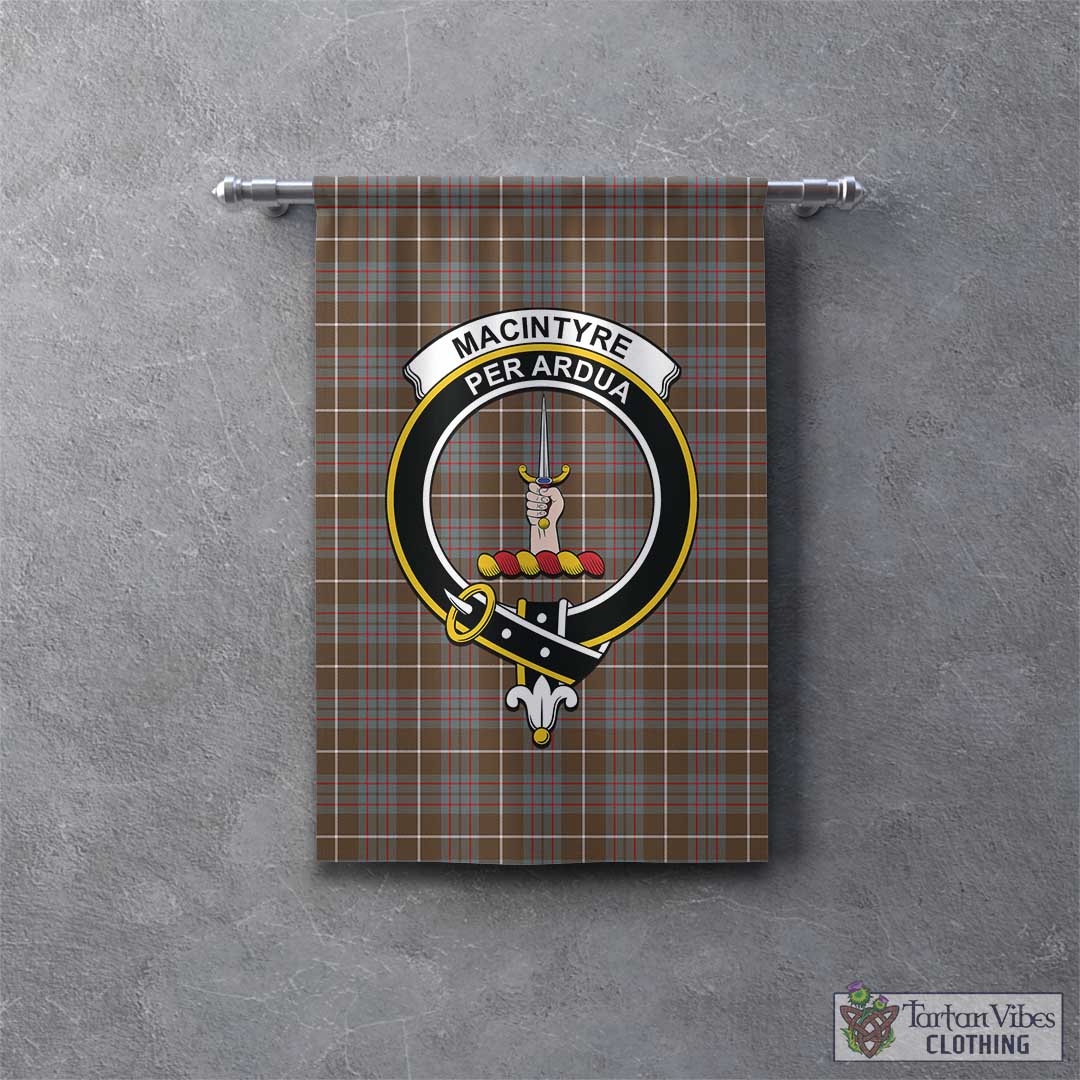 Tartan Vibes Clothing MacIntyre Hunting Weathered Tartan Gonfalon, Tartan Banner with Family Crest